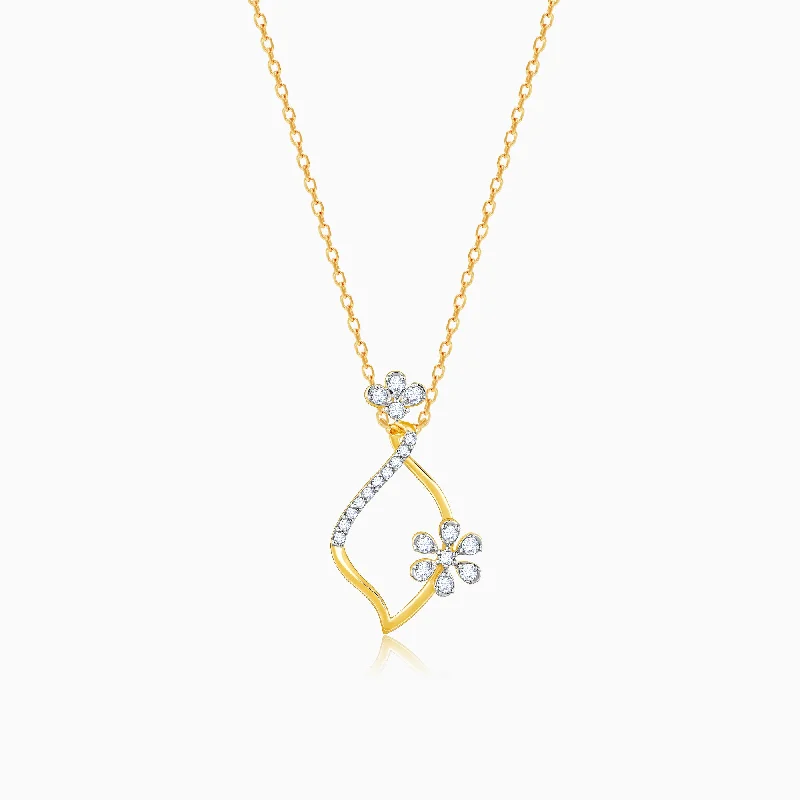 Gold Endless Floral Diamond Pendant