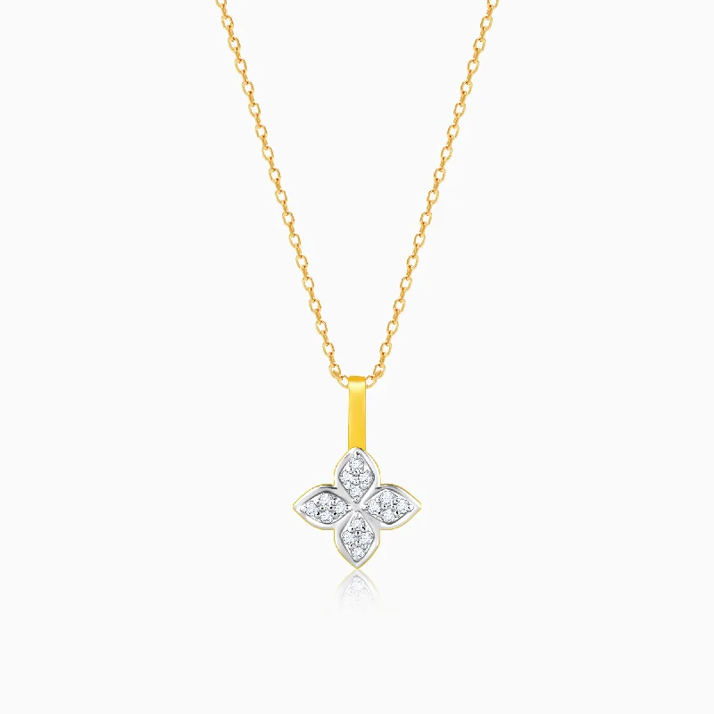 Gold Floral Diamond Pendant