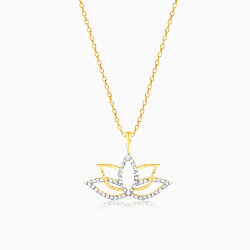 Gold Mystic Lotus Diamond Pendant