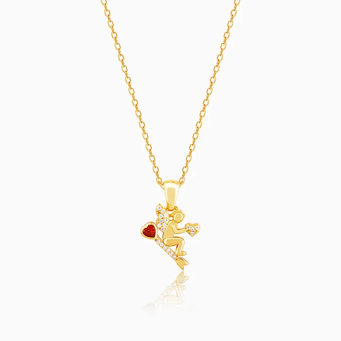 Golden Cupid Pendant with Link Chain