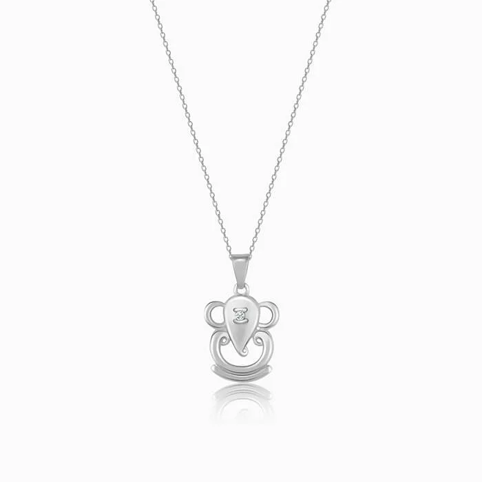 Silver Ganesha Pendant with Link Chain