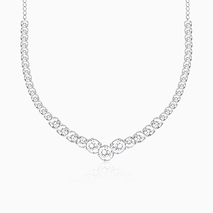 GIVA Silver Classic Zirconia Necklace