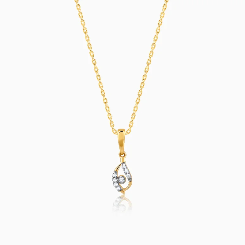 Gold Captivating Droplet Diamond Pendant