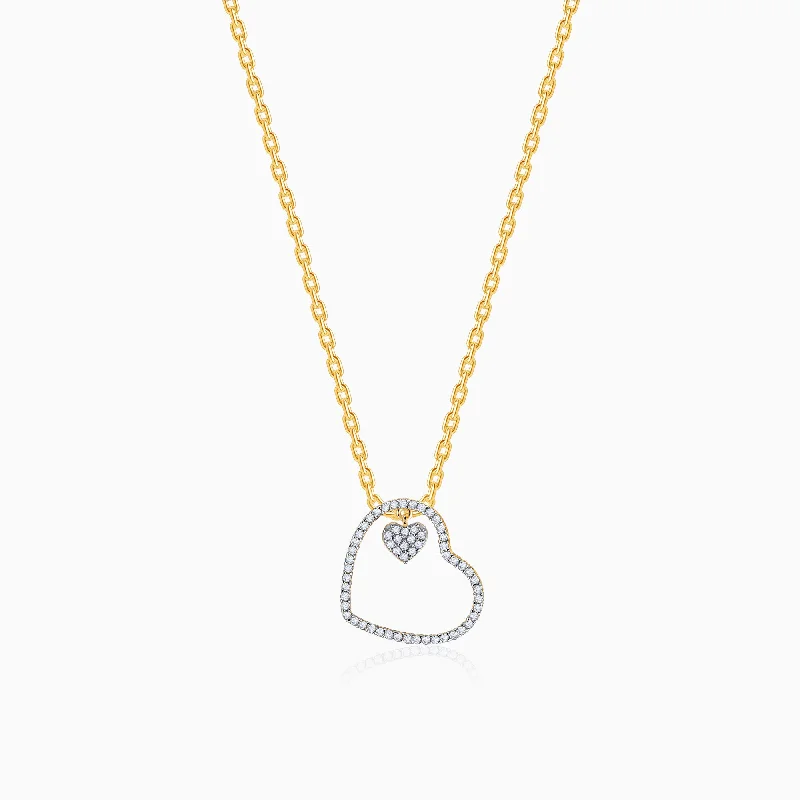 Gold Dual Heart Diamond Pendant