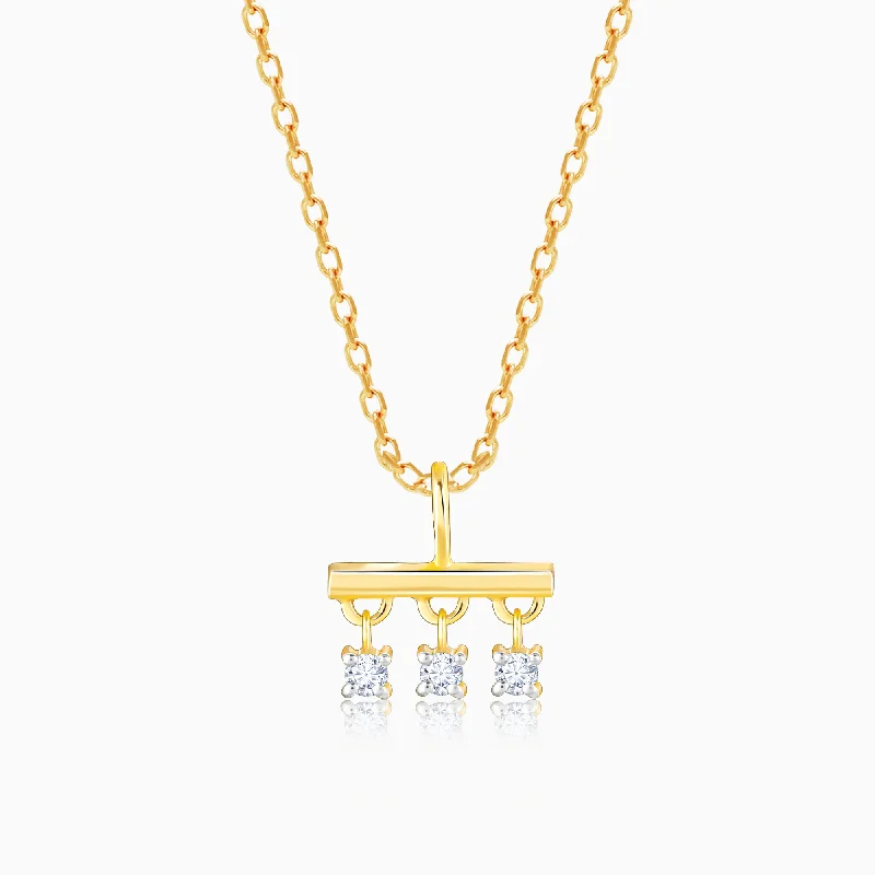 Gold Triple Jewel Diamond Pendant