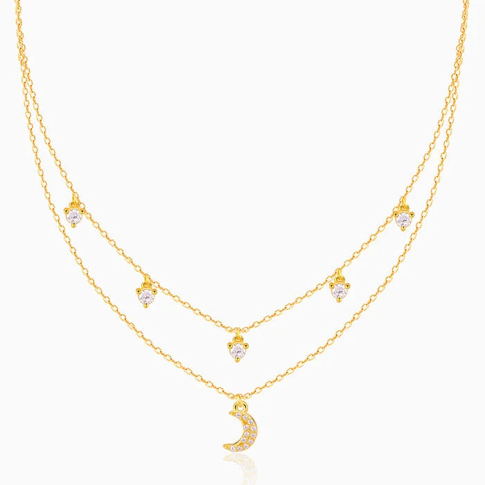 Golden Crescent Zircon Necklace