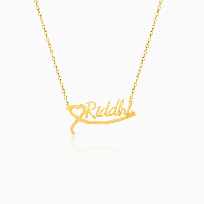 Golden Personalised Name Heart Necklace