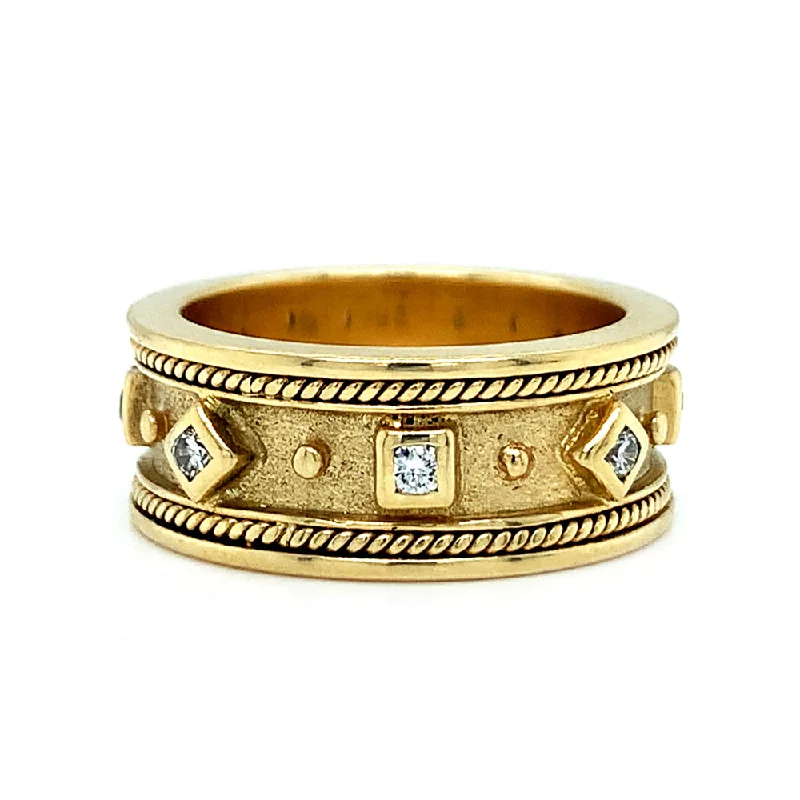 Handcrafted Yellow Gold and Diamond Estate Ring - "Constantinople"