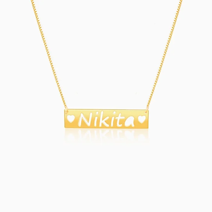 Golden Personalised Name Engraved with Love Necklace