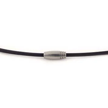 Black Rubber Necklace with Ellipsoidal Steel Bead