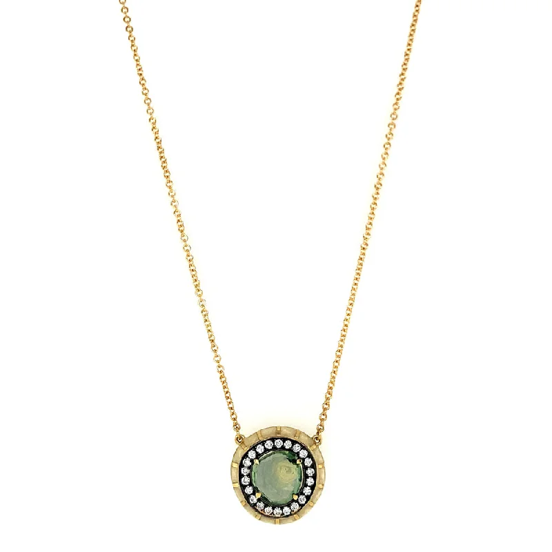 Montana Sapphire, Diamond, & Enamel Necklace - "Rock Candy Acadia"