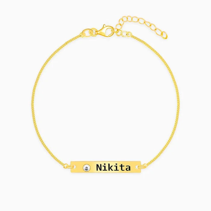 Personalised Golden Engraved Name Bracelet