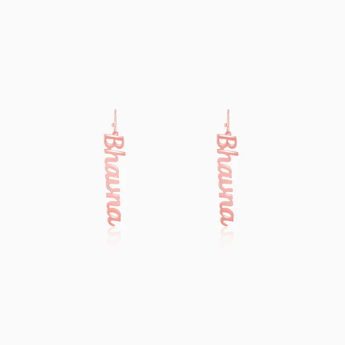 Rose Gold Personalised Cursive Name Earrings