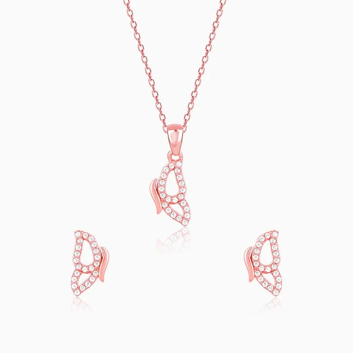 Rose Gold Dazzling Butterfly Set