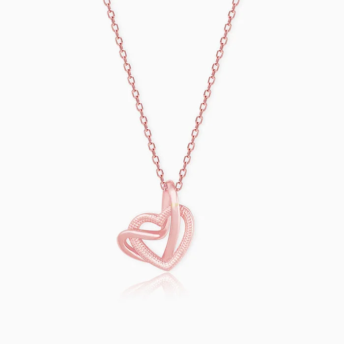 Rose Gold Double Trouble Heart Pendant With Link Chain