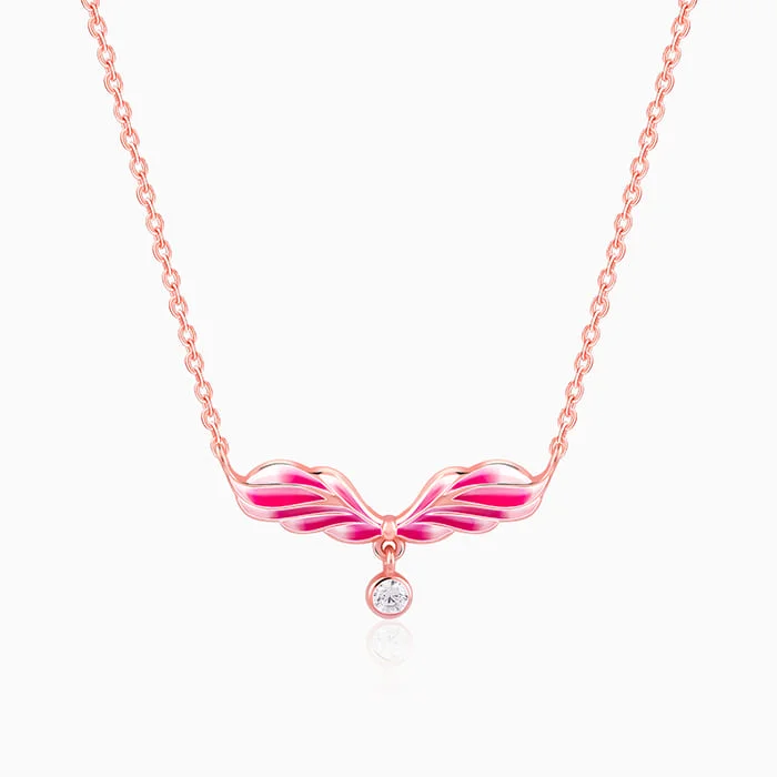 Rose Gold Fluffed Wing Necklace