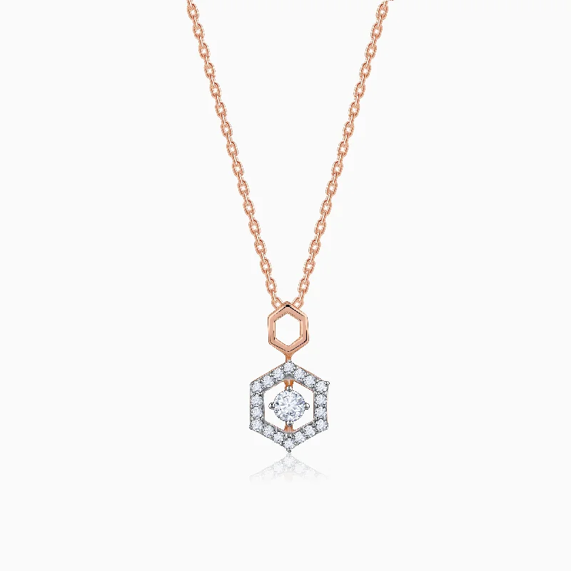 Rose Gold Hexagon Diamond Pendant