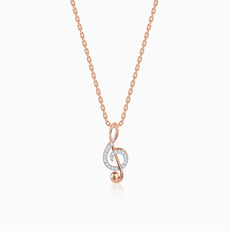 Rose Gold Musical Note Diamond Pendant