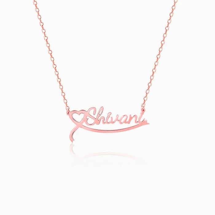 Rose Gold Personalised Name Heart Necklace