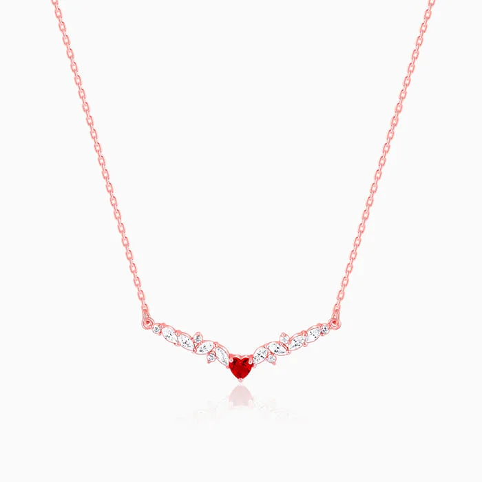 Rose Gold Red Heart Necklace