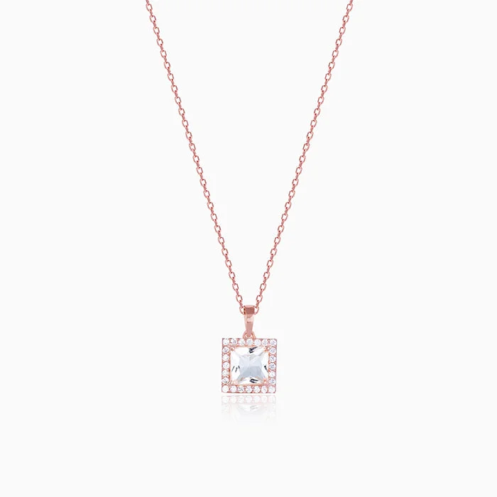 Rose Gold Snow White Pendant With Link Chain