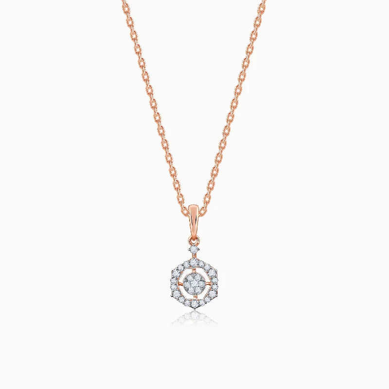 Rose Gold Sparkling Floral Diamond Pendant