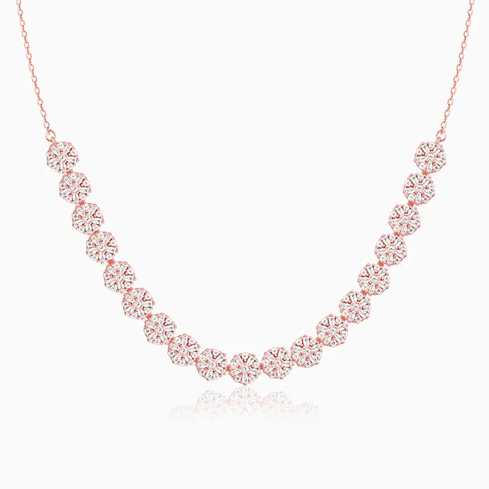 Rose Gold Studded Flower Necklace