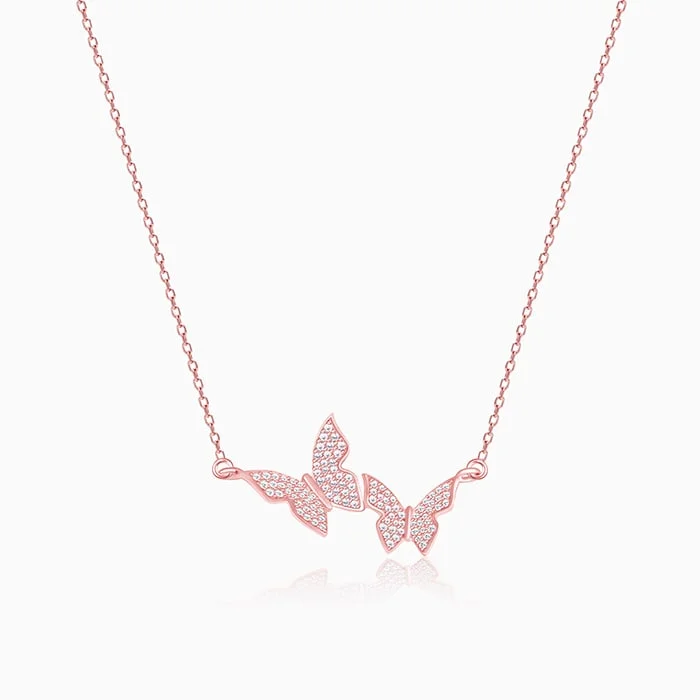 Rose Gold Wavering Wings Necklace