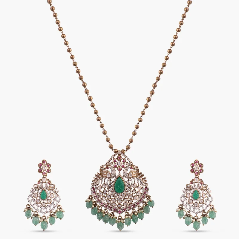 Sajida Moissanite Silver Pendant Set