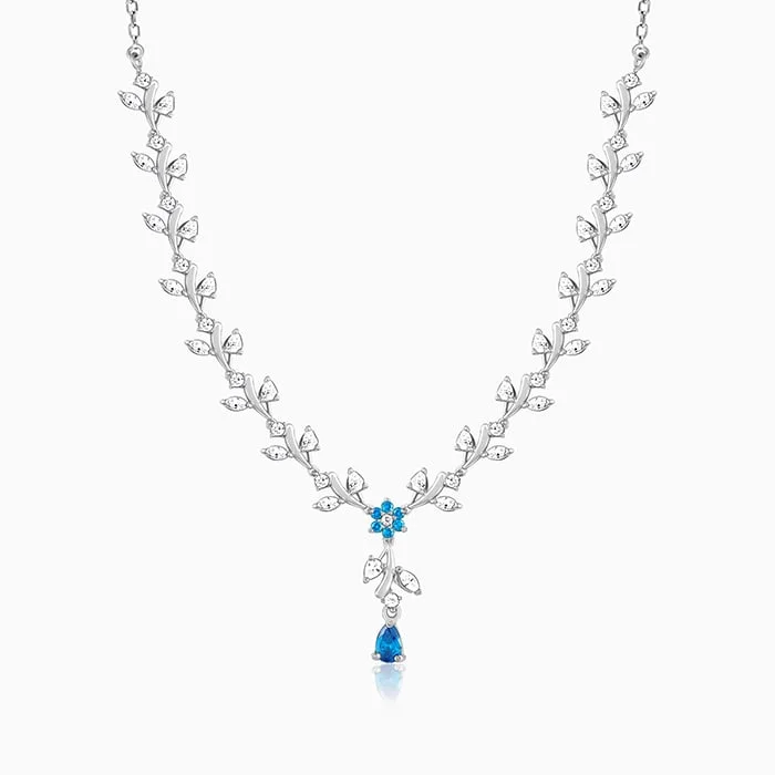 Silver Blue Daisy Necklace