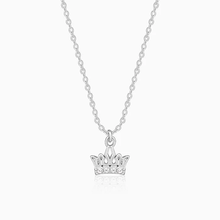 Silver Crown Delight Pendant With Link Chain