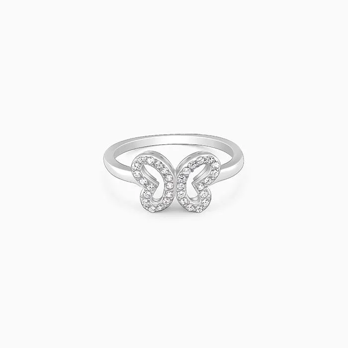 Silver Dashing Butterfly Ring