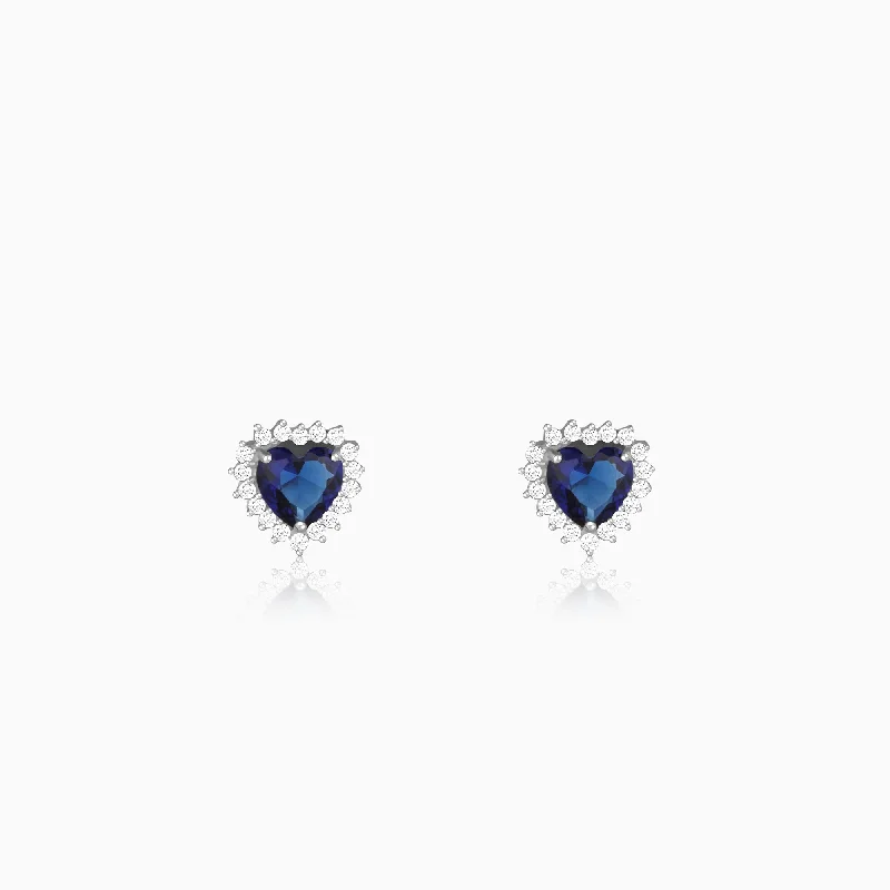 Silver Heart Of The Ocean Studs