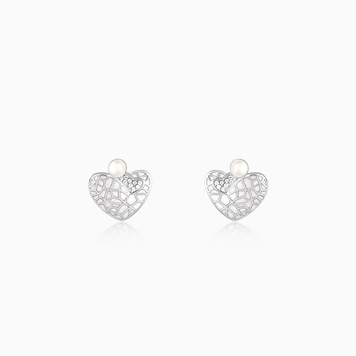 Silver Ethereal Heart Earrings