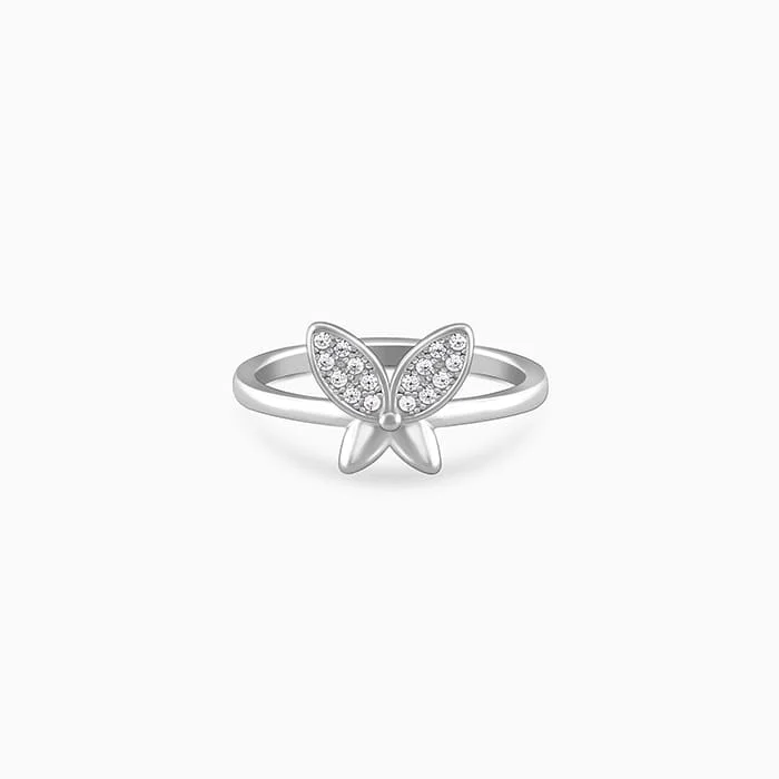 Silver Love Butterfly Ring