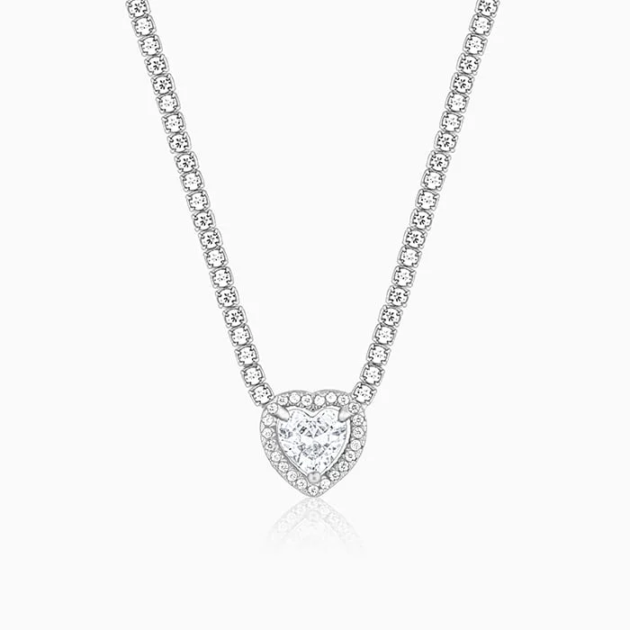 Silver Solitaire Love Necklace