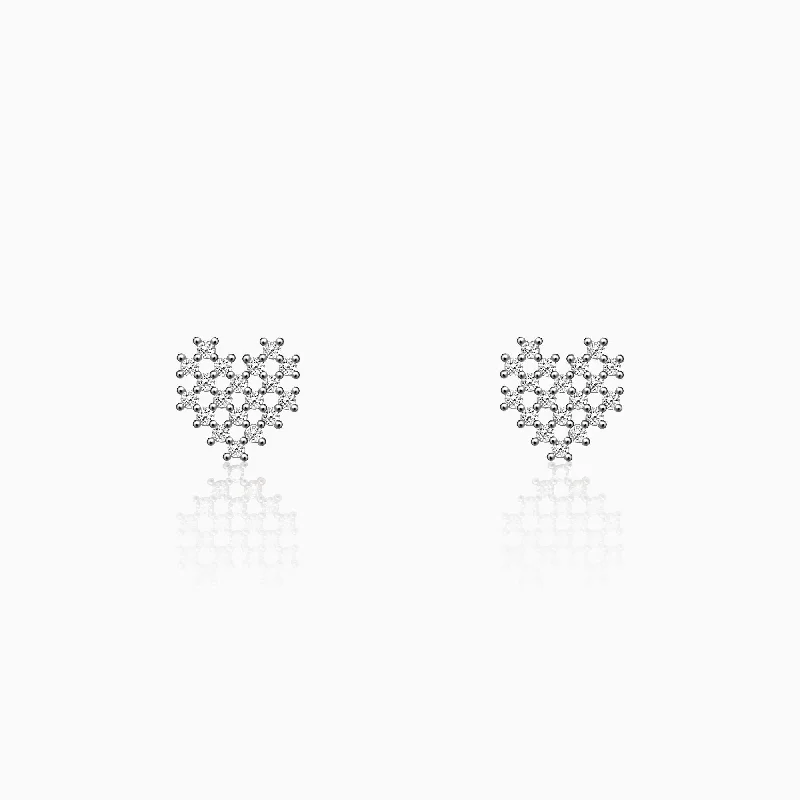 Silver Zircon Mini Heart Studs