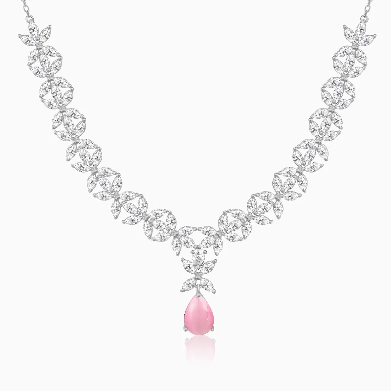 Silver Zircon Studded Magical Drop Necklace