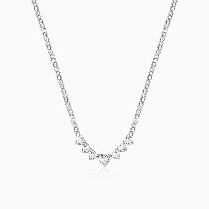 Silver Zirconia Heart Necklace