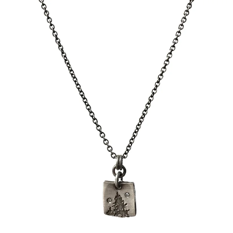 Sterling Silver Tree Necklace with Diamonds - "Countryside"