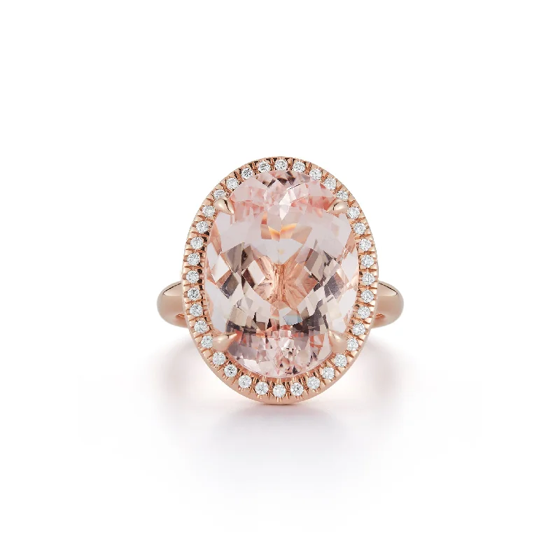 10.30ct Oval Morganite Cocktail Ring