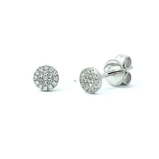 14 Karat White Gold Cluster Diamond Stud Earrings