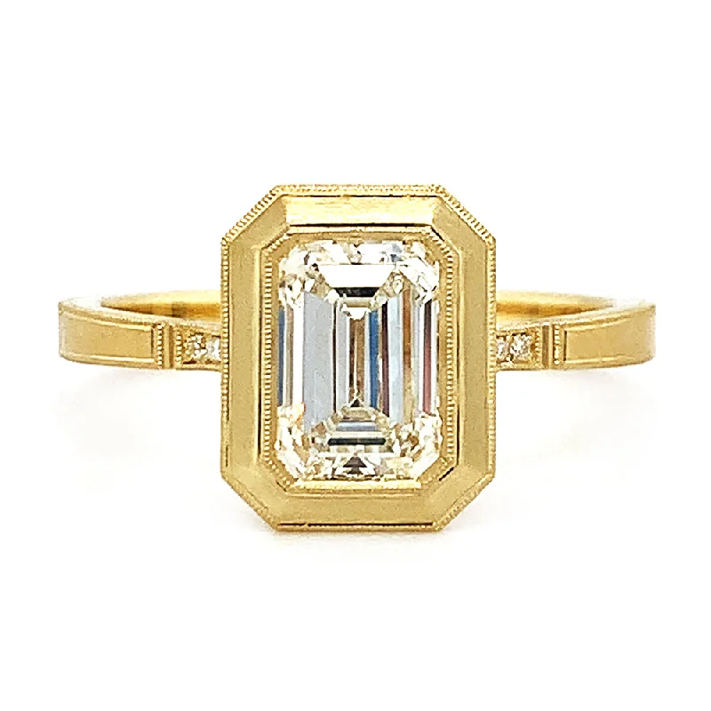 Emerald Cut Diamond Engagement Ring - "Mariana Bezel"