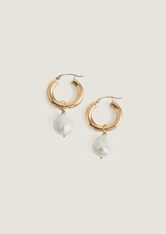 Baroque Pearl Hoop Earrings