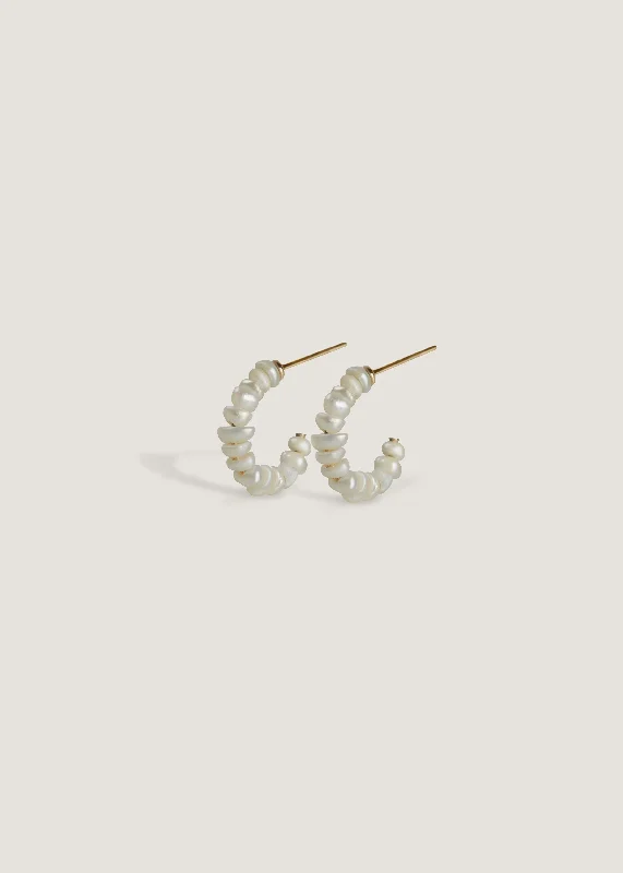 Biwa Pearl Hoop Earrings