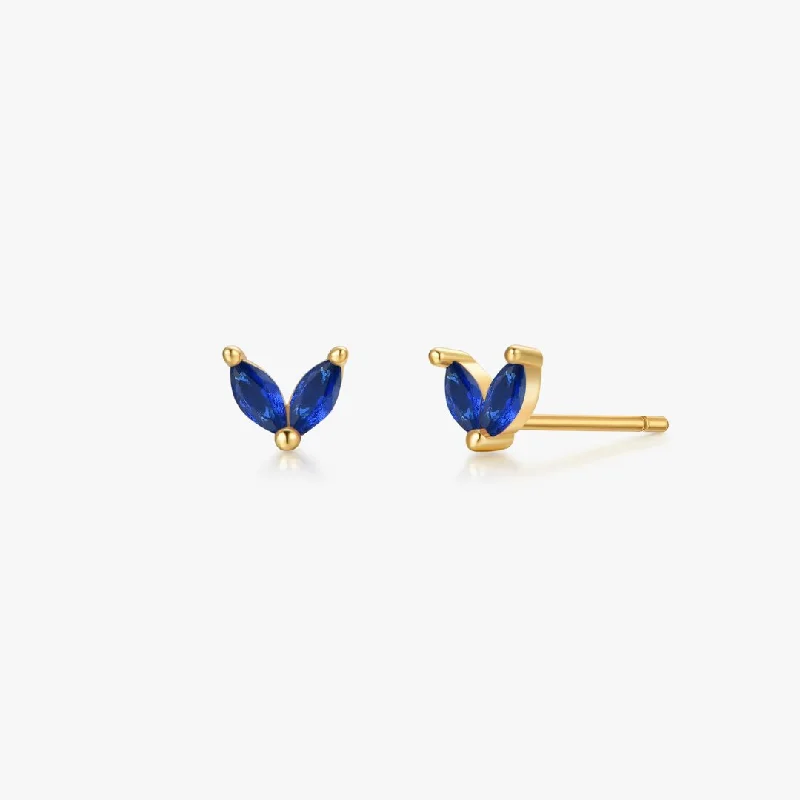 Blue Sprout Sterling Studs in Gold