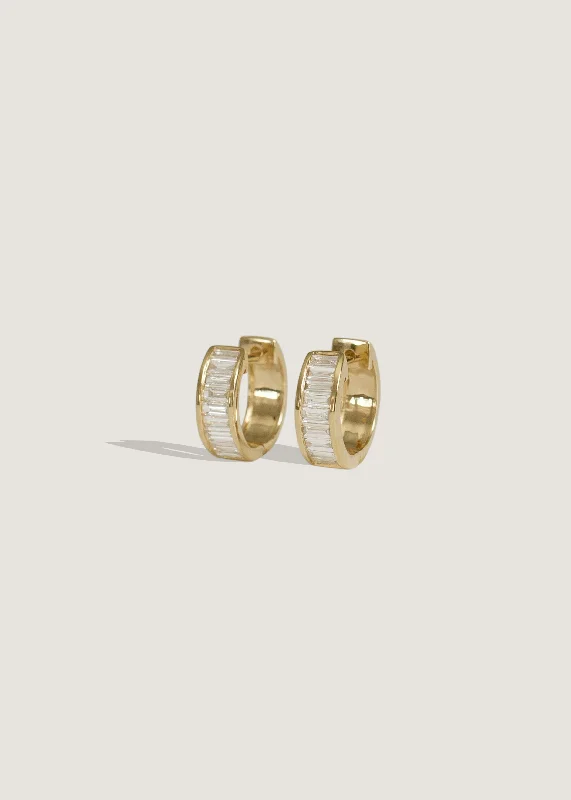 Bobbi Baguette Diamond Huggie Earrings