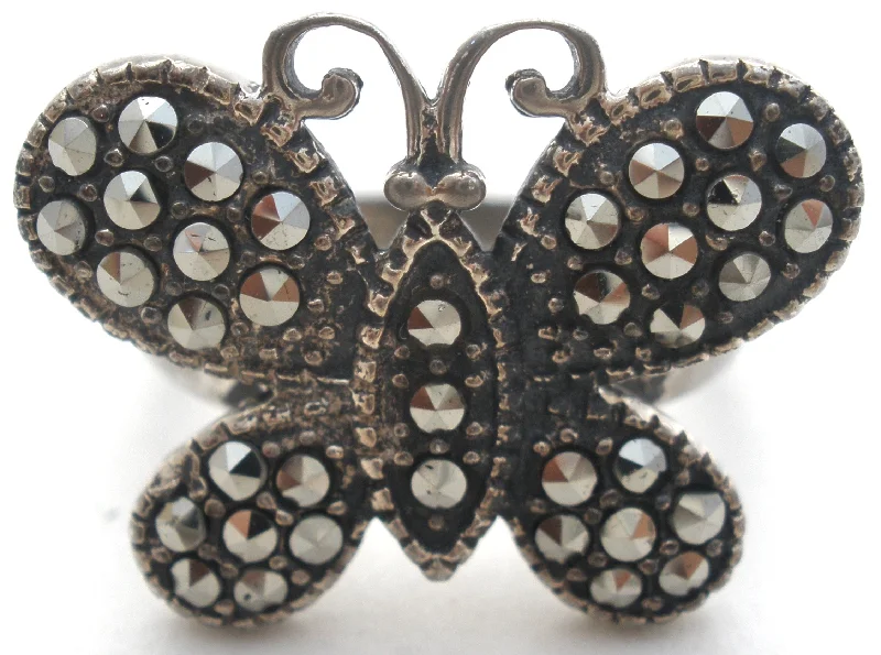 Butterfly Ring With Marcasites Size 6