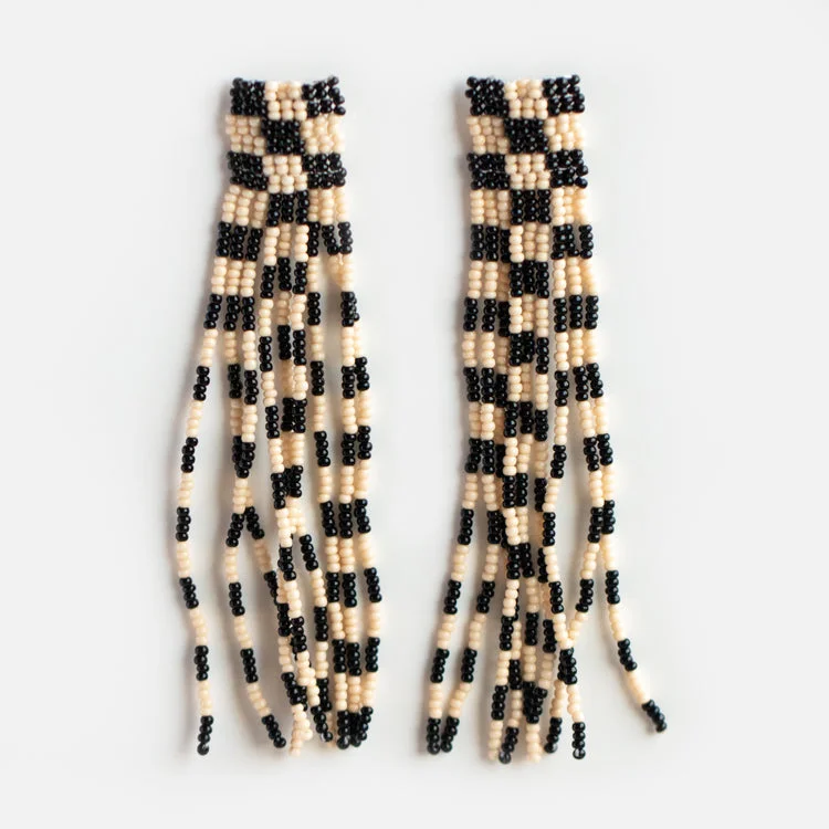 Clara Beaded Checkered Earrings