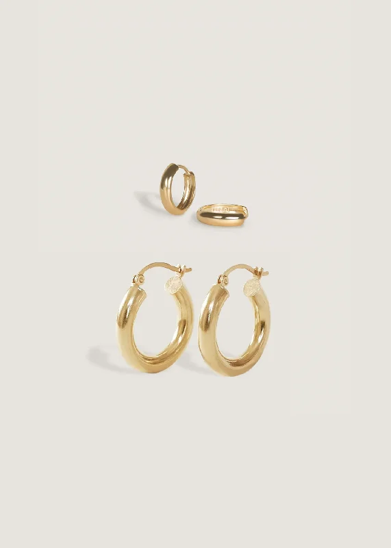 Classic Hoop Small & Classic Huggie Earring Stack